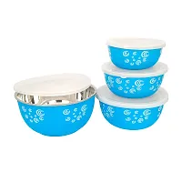 Zaib Stainless Steel Microwave Safe Euro Bowl with Lid for Kitchen Food Storage Set of 4 (2000 ML, 1250 ML, 750 ML, 500 ML)-thumb2