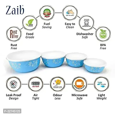 Zaib Microwave Safe Stainless Steel Bowl Set Of 4 Food Storage Container For Kitchen-thumb2