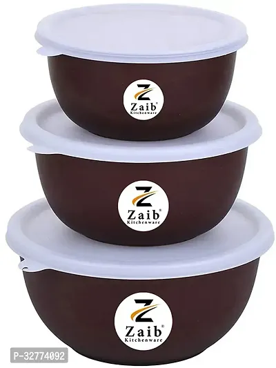 Durable Stainless Steel Microwave Safe Containers With Lid For Kitchen Food Storage Pack Of 3