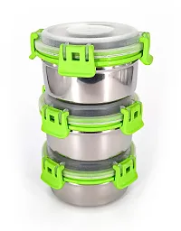 Multipurpose Stainless Steel Jars for Lunch Box and Mixing Bowl Food Storage Containers Pack of 3-thumb1