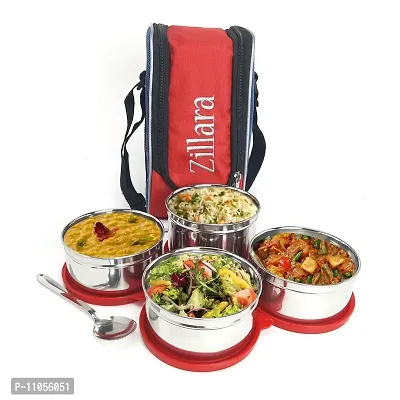 Zillara Executive Large Fresh Stainless Steel Lunch Box Set | Tiffin Box | Meal Holder (4)-thumb4