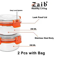 Zaib Capsule Lunch Box For Kids And School 100% Airtight Steel Each 300Ml Stainless Steel Container-thumb1