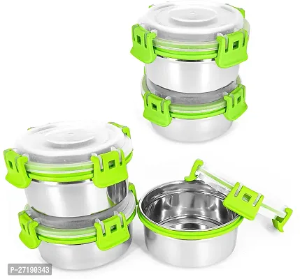 Multipurpose Stainless Steel Jars for Lunch Box and Mixing Bowl Food Storage Containers Pack of 5-thumb0