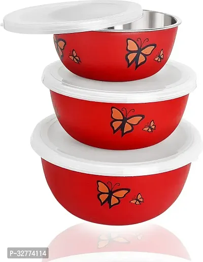 Durable Stainless Steel Microwave Safe Containers With Lid For Kitchen Food Storage Pack Of 3