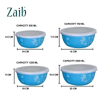 Zaib Microwave Safe Stainless Steel Bowl Set of 4 Food Storage Container for Kitchen (Blue Spiral Airtight 4)-thumb2