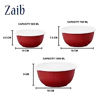 Zaib Plastic Coated Stainless Steel Microwave Safe Euro Serving Reheating Food Storage Mixing Bowls with Lid (Pack of 3 ( Red ))-thumb3