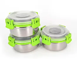 Durable Stainless Steel Microwave Safe Containers With Lid For Kitchen Food Storage Pack Of 3-thumb2