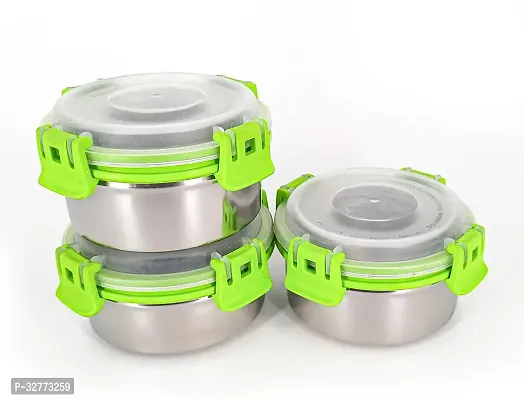 Durable Stainless Steel Microwave Safe Containers With Lid For Kitchen Food Storage Pack Of 3-thumb3