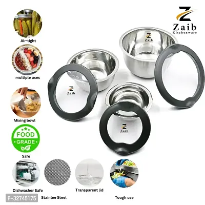 Stainless Steel Mixing Bowl Set 3, Transparent Lid Airtight Bowl Set-thumb5