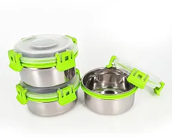 Durable Stainless Steel Microwave Safe Containers With Lid For Kitchen Food Storage Pack Of 3-thumb1