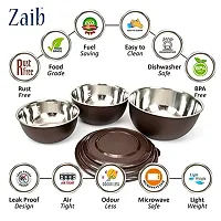 Zaib Microwave Steel Food Storage Container Set of 3 with Lid Capacity - 1250 ML, 750 ML, 500 ML (Dark Brown)-thumb1