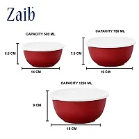 Zaib Steel Bowl With Lid Microwave Safe Containers (Red Plain)-thumb3