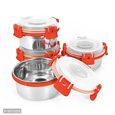 Durable Stainless Steel Microwave Safe Containers With Lid For Kitchen Food Storage Pack Of 4