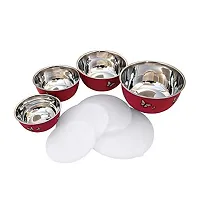 Zaib Microwave Safe Euro Steel Food Storage Bowl Set with Lid (Set of 4 Red Butterfly)-thumb3