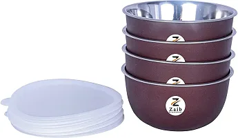 Durable Stainless Steel Microwave Safe Containers With Lid For Kitchen Food Storage Pack Of 4-thumb2