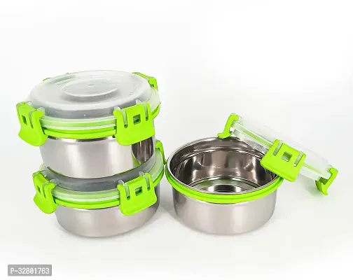 Classic Stainless Steel Lock Container For Lunch Box Pack Of 3-thumb0