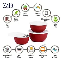 Zaib Stainless Steel Microwave Safe Mixing Bowl with Lid Food Storage Containers for Kitchen, Capacity 1250 ML, 750 ML, 500 ML(Red)-thumb2