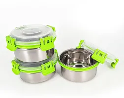 Multipurpose Stainless Steel Jars for Lunch Box and Mixing Bowl Food Storage Containers Pack of 3-thumb1