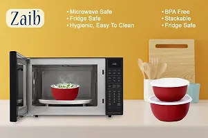 Zaib Steel Bowl with lid Microwave Safe containers (Red Plain)-thumb4