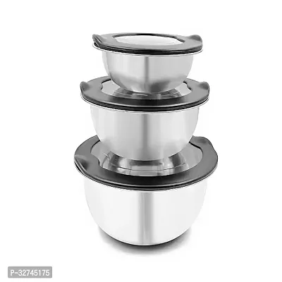 Stainless Steel Mixing Bowl Set 3, Transparent Lid Airtight Bowl Set-thumb0