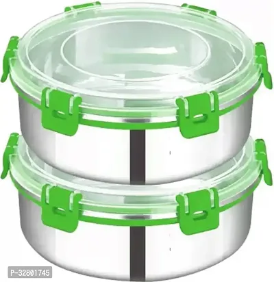 Classic Stainless Steel Lock Container For Lunch Box Pack Of 2-thumb0