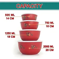 Zaib Microwave Safe Euro Steel Food Storage Bowl Set with Lid (Set of 4 Red Butterfly)-thumb3