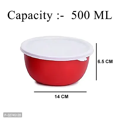 Zaib Steel Bowl With Lid Microwave Safe Containers (Red Plain)-thumb3