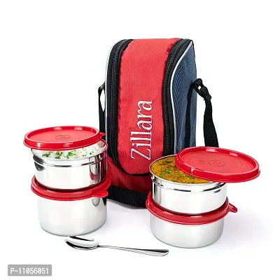 Zillara Executive Large Fresh Stainless Steel Lunch Box Set | Tiffin Box | Meal Holder (4)