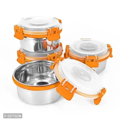 Durable Stainless Steel Microwave Safe Containers With Lid For Kitchen Food Storage Pack Of 4-thumb0