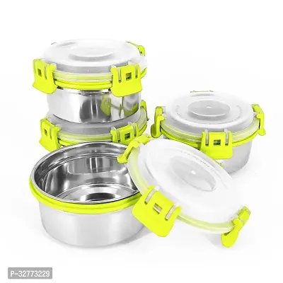 Durable Stainless Steel Microwave Safe Containers With Lid For Kitchen Food Storage Pack Of 4