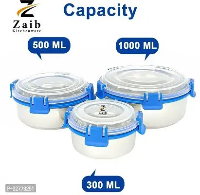 Durable Stainless Steel Microwave Safe Containers With Lid For Kitchen Food Storage Pack Of 3-thumb2