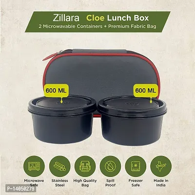Zillara Microwave Safe Red colored Stainless Steel Lunch Box for Office Men  Women Set of 2 Capacity: 500 ML each-thumb5