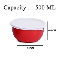 Zaib Steel Bowl with lid Microwave Safe containers (Red Plain)-thumb2