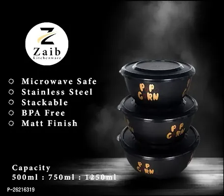 Zaib Premium Series Preserve  Serve: The Elite Collection of Food Bowls, Airtight Microwave Safe Re-heating Set 3-thumb3