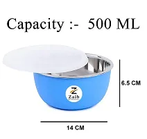 Zaib Airtight Stainless Steel food and snacks Storage bowl, fridge container each container 500ml pack of 2, Microwave Safe Easy to Reheating food-thumb1