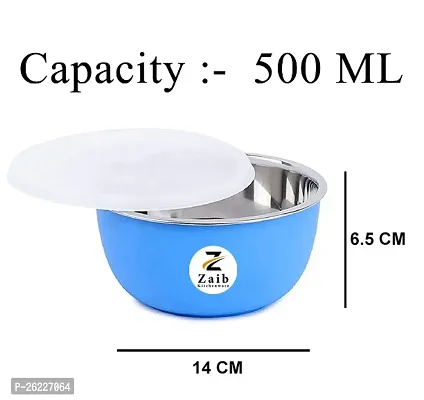 Zaib Airtight Stainless Steel food and snacks Storage bowl, fridge container each container 500ml pack of 2, Microwave Safe Easy to Reheating food-thumb2