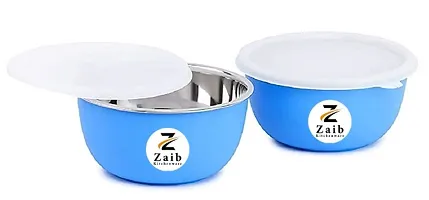 Zaib Airtight Stainless Steel food and snacks Storage bowl, fridge container each container 500ml pack of 2, Microwave Safe Easy to Reheating food-thumb2