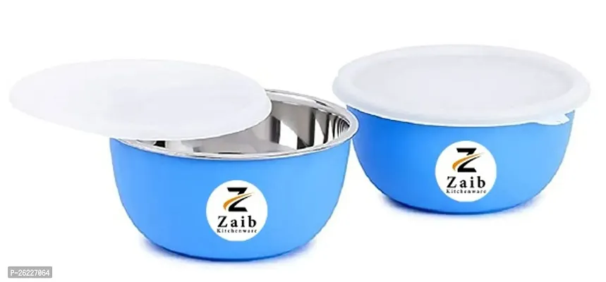 Zaib Airtight Stainless Steel food and snacks Storage bowl, fridge container each container 500ml pack of 2, Microwave Safe Easy to Reheating food-thumb3