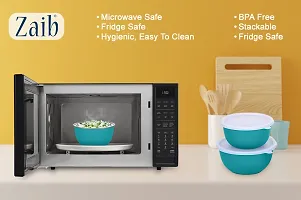 Zaib Microwave Safe Stainless Steel Euro Bowls Set with Lid Food Serving and Storage Containers for You Modern Kitchen (Turquoise Color Lid 3)-thumb3