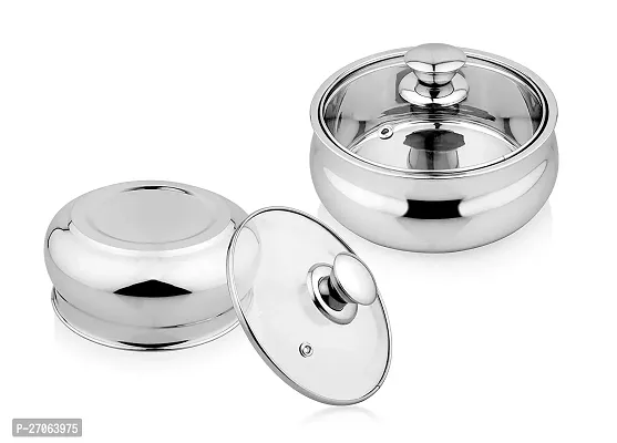 Zaib Serve Fresh Store and Serve Casserole Set Capacity 900ml, 600ml Stainless Steel Double Wall Insulated Casserole Roti Server with Glass Lid Set / Insulated Curry Server / Glass Casserole-thumb4