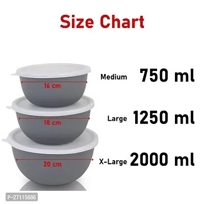 Microwave Safe Bowl Euro Bowl Set with Lid for Kitchen | Food Storage Container with lid set of 3-thumb5