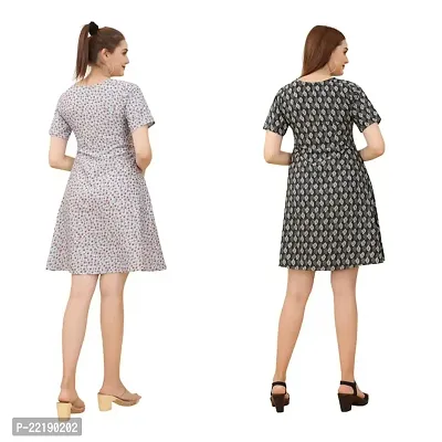 Cozke Enterprise||Dresses for Women||Printed Dresses||Trending 3 by 4 Sleeves Dress Combo for Girls-thumb2