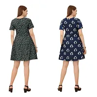 Cozke Enterprise||Floral Printed Dress for Women||Trending Knee Length Dress Combo for Girls||3 by 4 Sleeves Ladies Dress Combo-thumb1