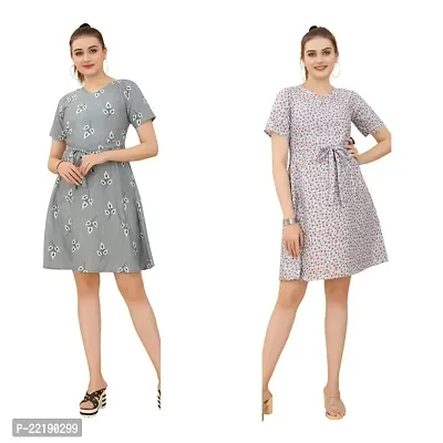 Cozke Enterprise||Printed Western Dress for Women||Casual Dress||Affordable 3 by 4 Sleeves Dress-thumb0