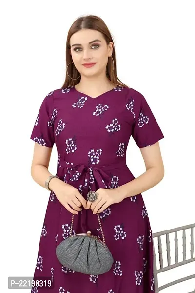 Cozke Enterprise||Floral Printed Dress for Women||Trending Knee Length Dress Combo for Girls||3 by 4 Sleeves Ladies Dress Combo-thumb4