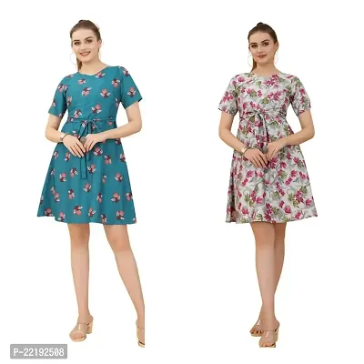 Cozke Enterprise||Dresses for Women||Casual Round Neck Dress Combo for Girls||Casual Round Neck Ladies Dress Combo-thumb0