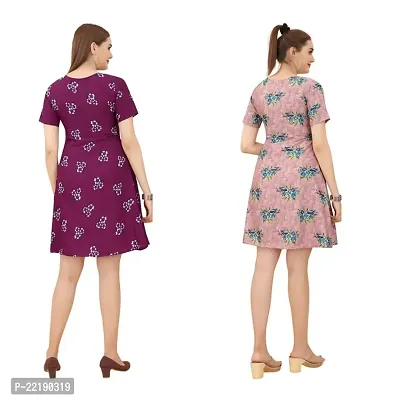 Cozke Enterprise||Floral Printed Dress for Women||Trending Knee Length Dress Combo for Girls||3 by 4 Sleeves Ladies Dress Combo-thumb2