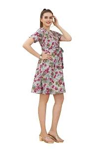 Cozke Enterprise||Floral Printed Dress for Women||Trending Knee Length Dress Combo for Girls||3 by 4 Sleeves Ladies Dress Combo-thumb2