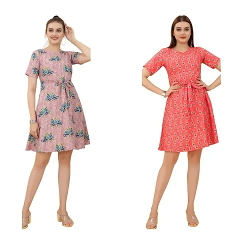 Cozke Enterprise||Midi Dress for Women||Exclusive Knee Length Dresses||Casual Knee Length Dress Combo for Girls