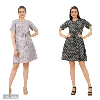 Cozke Enterprise||Dresses for Women||Printed Dresses||Trending 3 by 4 Sleeves Dress Combo for Girls-thumb0